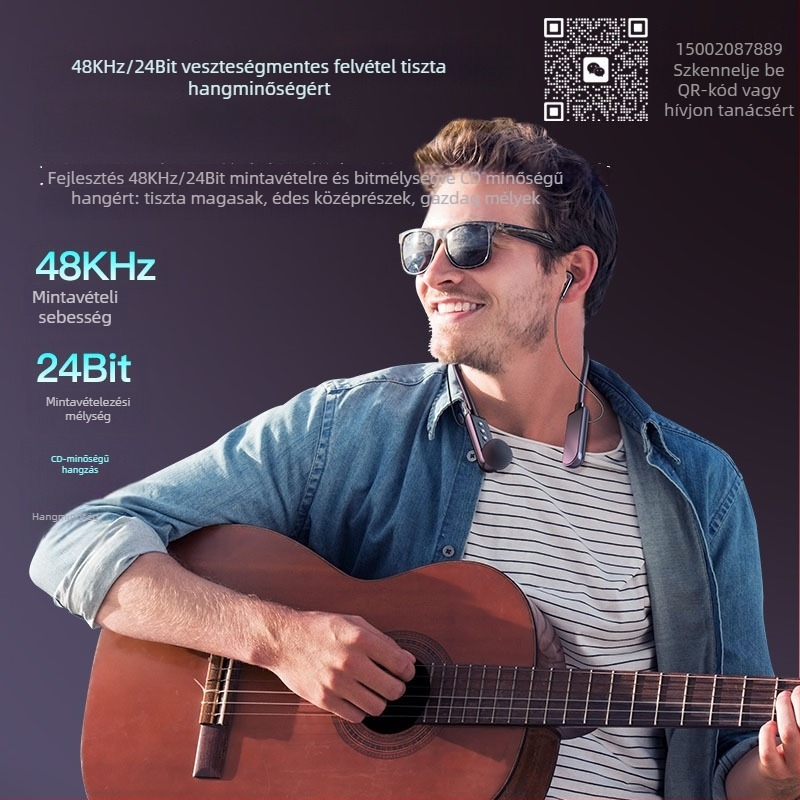 AI hangkártya integrált fejhallgatóval és mikrofonnal élő közvetítésekhez, frekvenciatartomány 20Hz–20kHz, SNR ≥100 dB