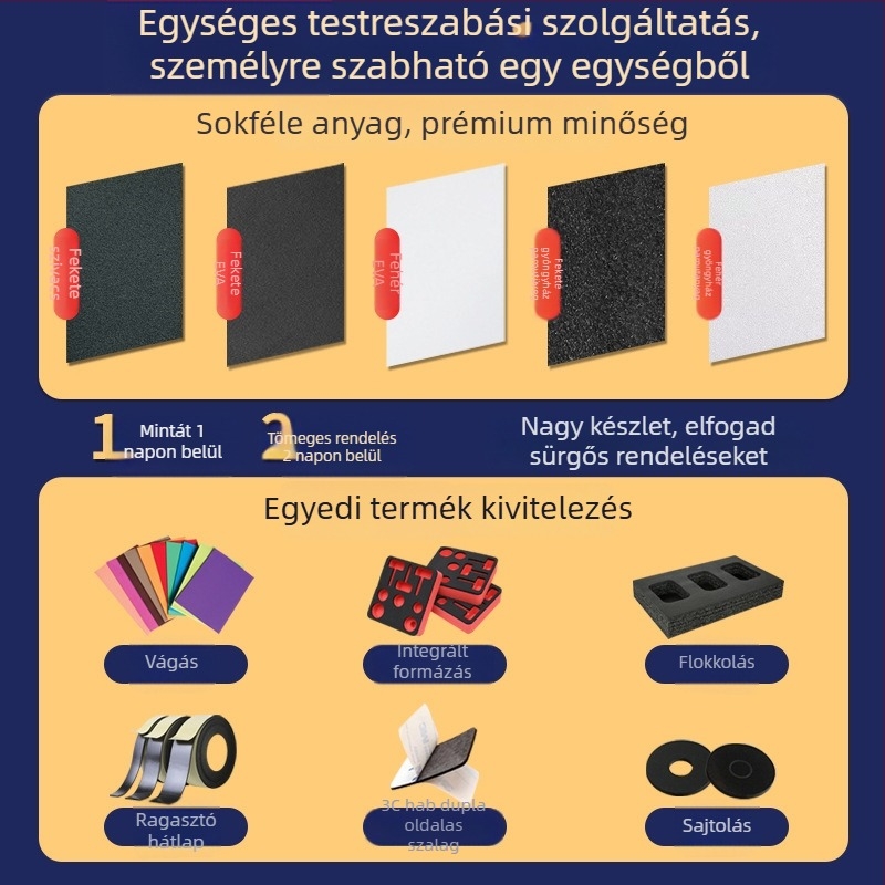 Csomagoláshoz használt EVA hablap és párnák, bevonat és belső támasz, EVA anyag vágása és testreszabása