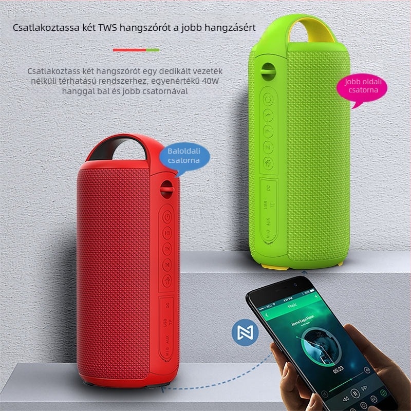 Nagy teljesítményű Bluetooth hangszóró, IPX6 vízálló, 20W kimenet, beépített 4000–6000 mAh akkumulátor, Bluetooth 5.1, frekvenciaválasz 100 Hz–20 kHz
