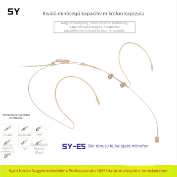 Testbőrszínű kondenzátor fejhallgató-mikrofon fülhorgos kialakítással – élő közvetítéshez, színpadi beszédekhez és tanításhoz, Little Bee