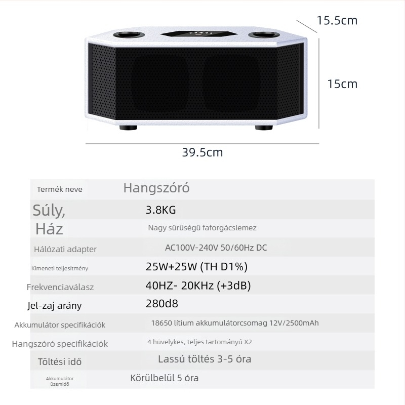 Minden egyben Bluetooth hangszóró vezeték nélkli mikrofonnal hordozható karaokehoz otthon vagy kültéren