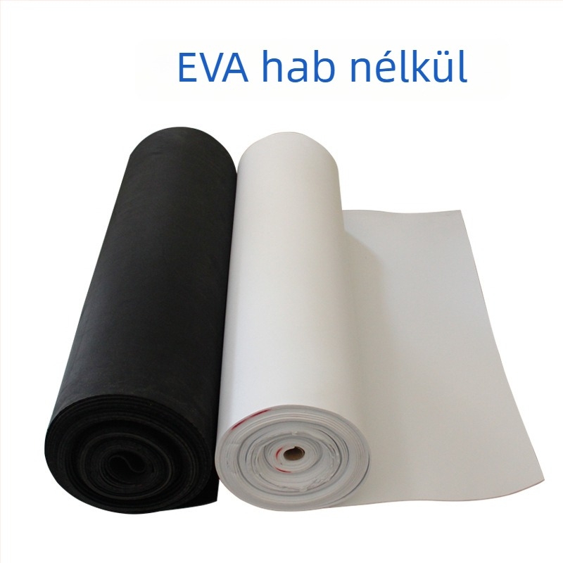 EVA hab lemez- és tekercsformátumok, EVA anyag, testreszabható vastagság, sűrűség 38–70 kg/m³, nyomtatás nélkül