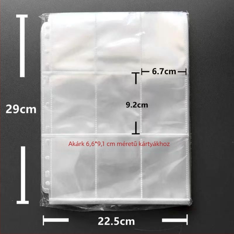 11 lyukas kártyatartó album, 3 rétegű, belső oldalak 9 négyzetes rácsos, PP belső oldalak, testreszabható, 3 lyukhoz illeszkedő