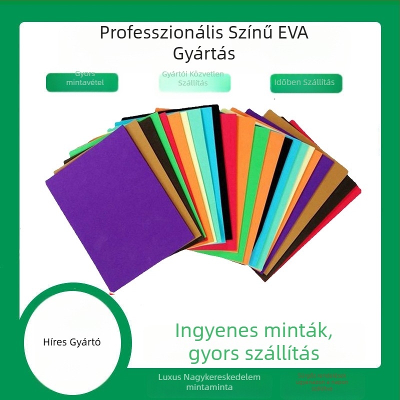 Magas sűrűségű színes EVA hablap, 2 mm vastagságú, öntapadós hátoldallal, kellékekhez, ütéscsillapító hatású, testreszabható