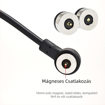 Szögletes mágneses töltőkábel, 10 mm mágneses interfész, N52 magnet, kerek mágneses vezeték, kompatibilis játékokkal, masszírozókkal és kozmetikai eszközökkel