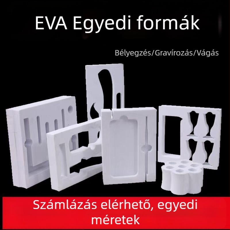 Fehér EVA anyag feldolgozás: EVA bélés kozmetikai csomagoláshoz, alakvágás és gravírozás