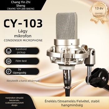 Cymic Cy-103 kondenzátor mikrofon, nagy diafragma, kábeles, szuperkardioid, 30 Hz–15 kHz