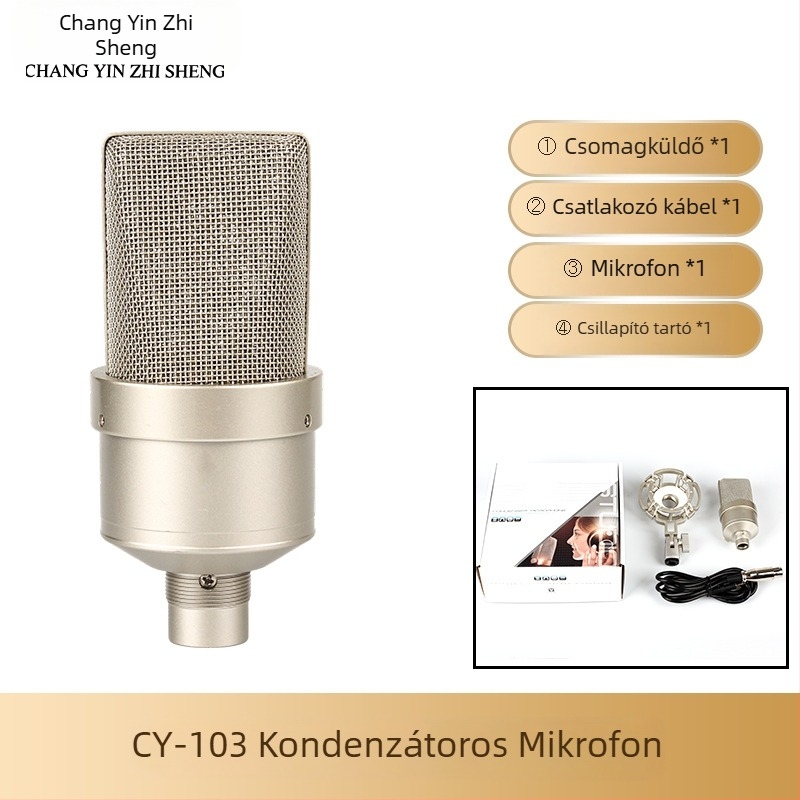 Cymic Cy-103 kondenzátor mikrofon, nagy diafragma, kábeles, szuperkardioid, 30 Hz–15 kHz