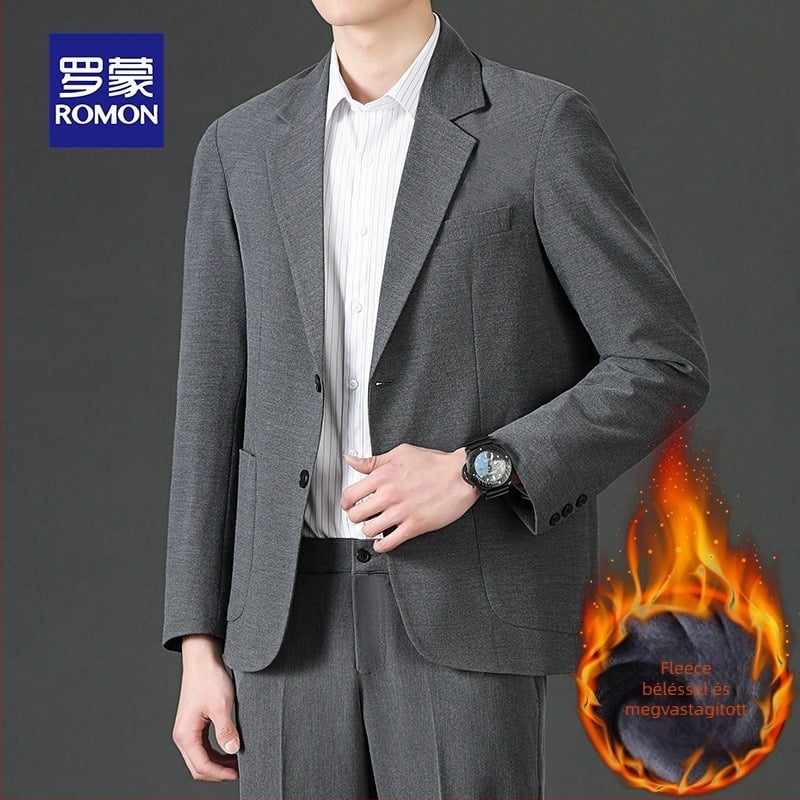 Romon férfi casual zakó, álló gallér, egygombos zárás, bő szabás, vékony anyag, fő anyag: len