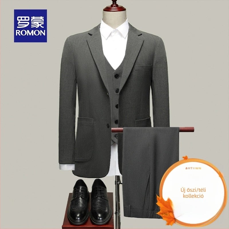 Romon férfi casual zakó, álló gallér, egygombos zárás, bő szabás, vékony anyag, fő anyag: len