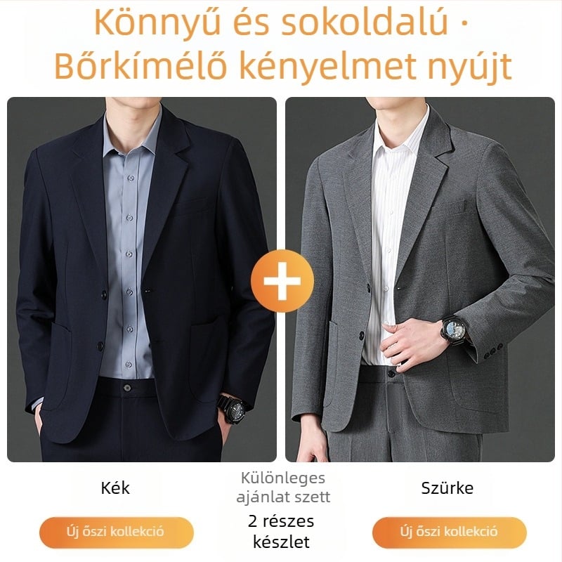 Romon férfi casual zakó, álló gallér, egygombos zárás, bő szabás, vékony anyag, fő anyag: len