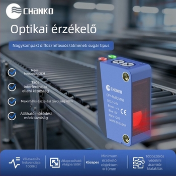 Through-beam fotóelektrikus érzékelő, észlelési táv 20 m, válaszidő 1 ms, NPN kimenet, 24 V tápegység