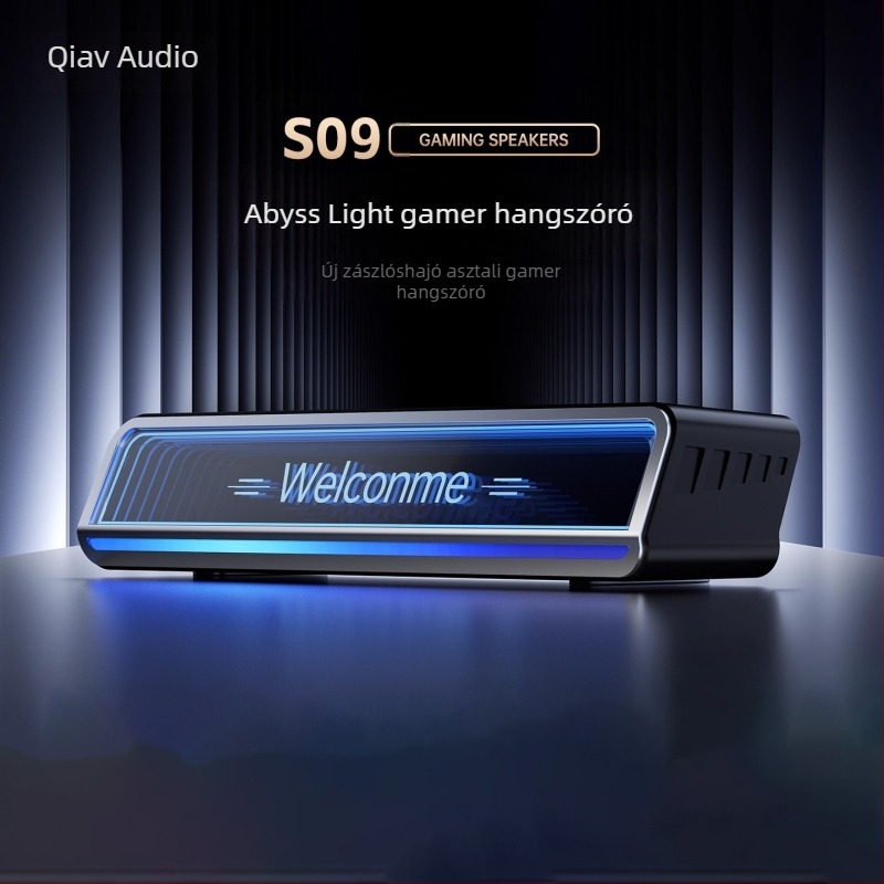 Asztali Bluetooth számítógépes hangszórók, 2.0 sztereó, mély basszus, RGB világítás, beépített akkumulátor, USB-C tápegység