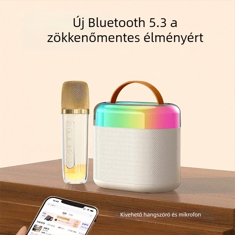 Gyerekeknek szóló hordozható vezeték nélküli karaoke hangszóró, kültéri kempingezéshez, kiváló hangzás, két hangszóró