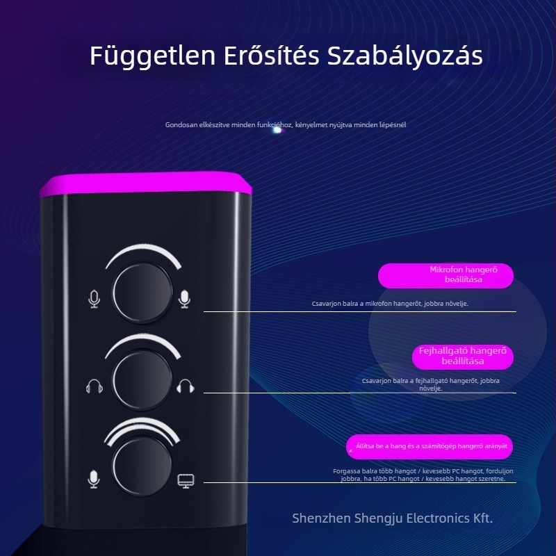 AUDIMATRIX USB/XLR mikrofon RGB megvilágítással, megfigyelés, 50Hz-15kHz, 5V