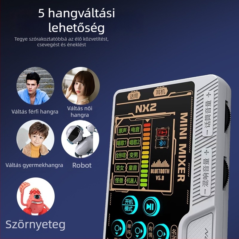 Nx2 Hordozható hangkártya élő közvetítéshez és karaokehoz, készlet telefonhoz és számítógéphez