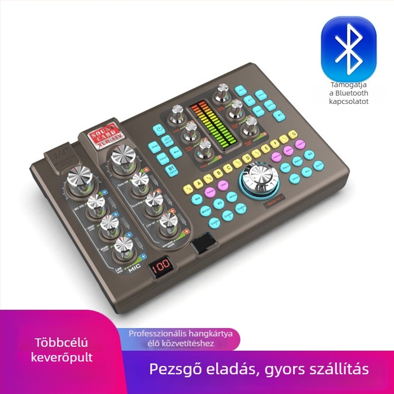 SK80 2-csatornás Bluetooth karaoke hangkártya mobilokra és PC-re – frekvenciatartomány 60 Hz–15 kHz, SNR ≥70 dB