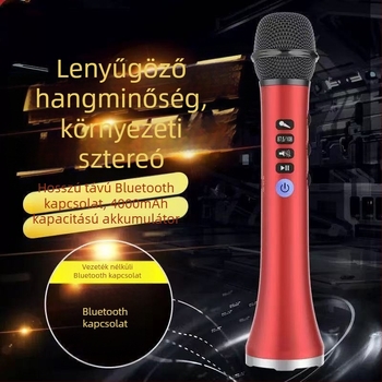 Beépített Bluetooth karaokemikrofon hangszóróval – 20W kimenet, beépített 2000–4000mAh akkumulátor, frekvenciaválasz 100Hz–20kHz, SNR ≥60dB, Bluetooth 4.0