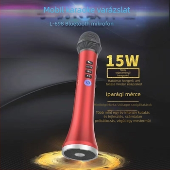 Beépített Bluetooth karaokemikrofon hangszóróval – 20W kimenet, beépített 2000–4000mAh akkumulátor, frekvenciaválasz 100Hz–20kHz, SNR ≥60dB, Bluetooth 4.0