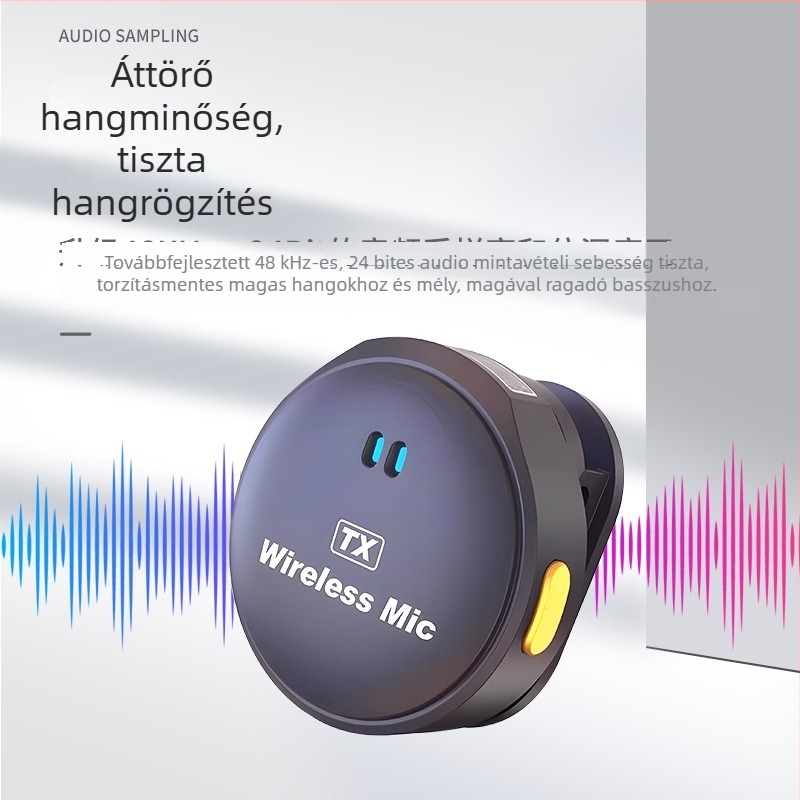 Q9 vezeték nélküli lavalier mikrofon zajcsökkentéssel, Bluetooth, hangkártya, clip-on dupla mikrofon mobil élő közvetítéshez