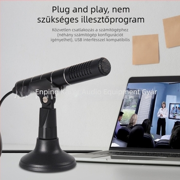 DR-01 Vezeték nélküli kapacitív asztali mikrofon PC-hez, 100Hz-20kHz, SNR ≥75dB