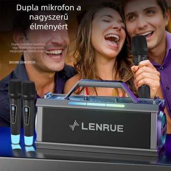 Kültéri karaoke Bluetooth hangszóró mikrofonnal, hosszú üzemidejű akkumulátor, három hangszórós rendszer, Bluetooth 5.3