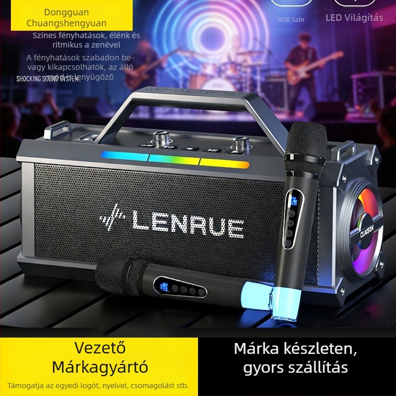 Kültéri karaoke Bluetooth hangszóró mikrofonnal, hosszú üzemidejű akkumulátor, három hangszórós rendszer, Bluetooth 5.3