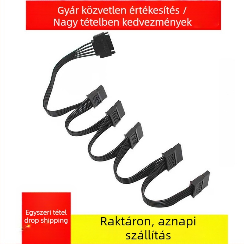 Chuangshida SATA tápegység osztó kábel 15Pin, 1→5, adapter, réz vezeték
