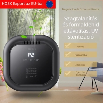 Otthoni légtisztító negatív ionokkal, UV-sugárzással és ozonnal, 50 m³/h, falra szerelhető
