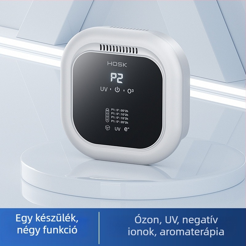 Otthoni légtisztító negatív ionokkal, UV-sugárzással és ozonnal, 50 m³/h, falra szerelhető