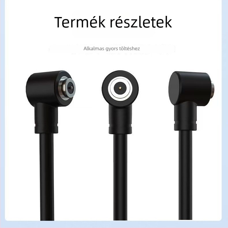 Bent Head mágneses töltőkábel POGO PIN csatlakozóval, rövidzárlat elleni védelemmel, körkörös férfi–női csatlakozó pár, 3.0 interfész
