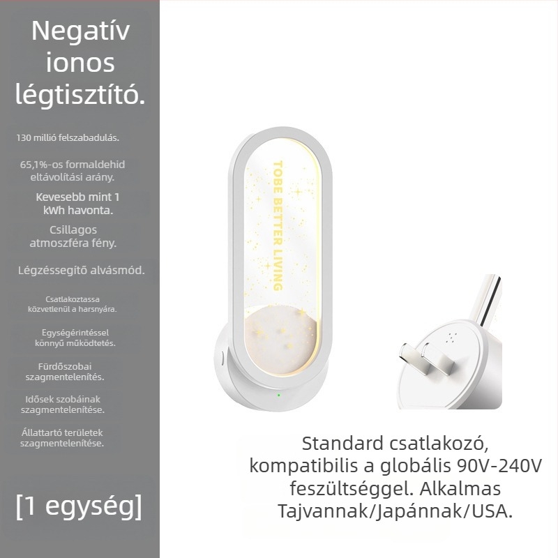 Fürdőszobai légtisztító negatív ionokkal, szagtalanítás és formaldehid eltávolítás, csendes üzemmód és csillagos hangulatvilágítás