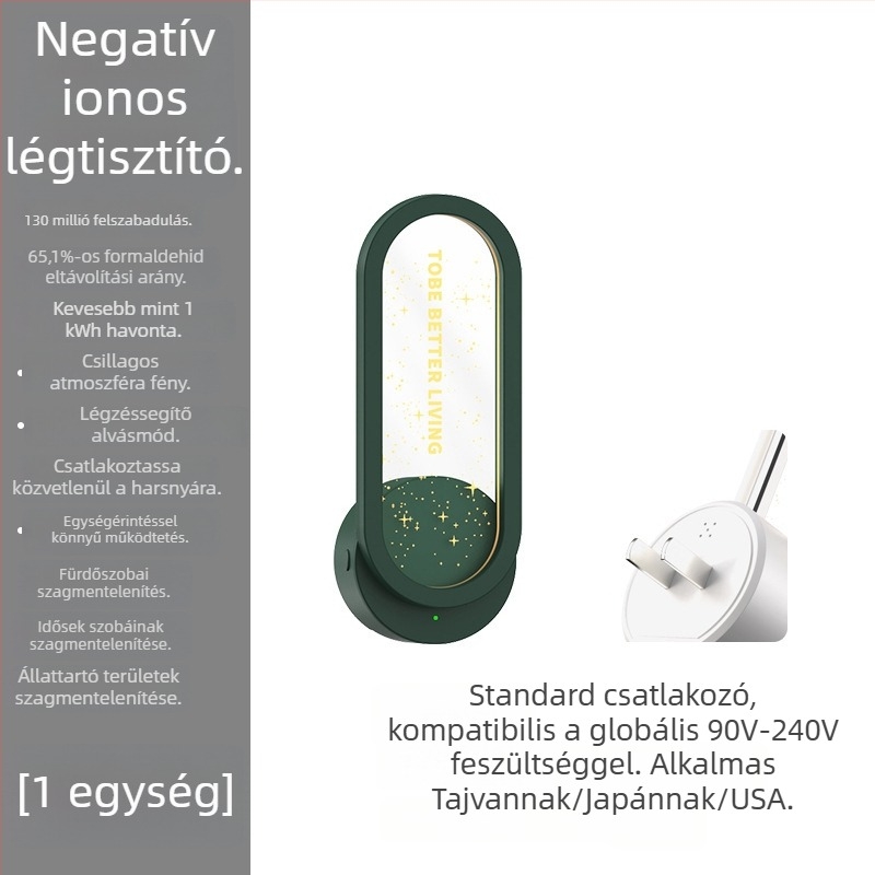 Fürdőszobai légtisztító negatív ionokkal, szagtalanítás és formaldehid eltávolítás, csendes üzemmód és csillagos hangulatvilágítás