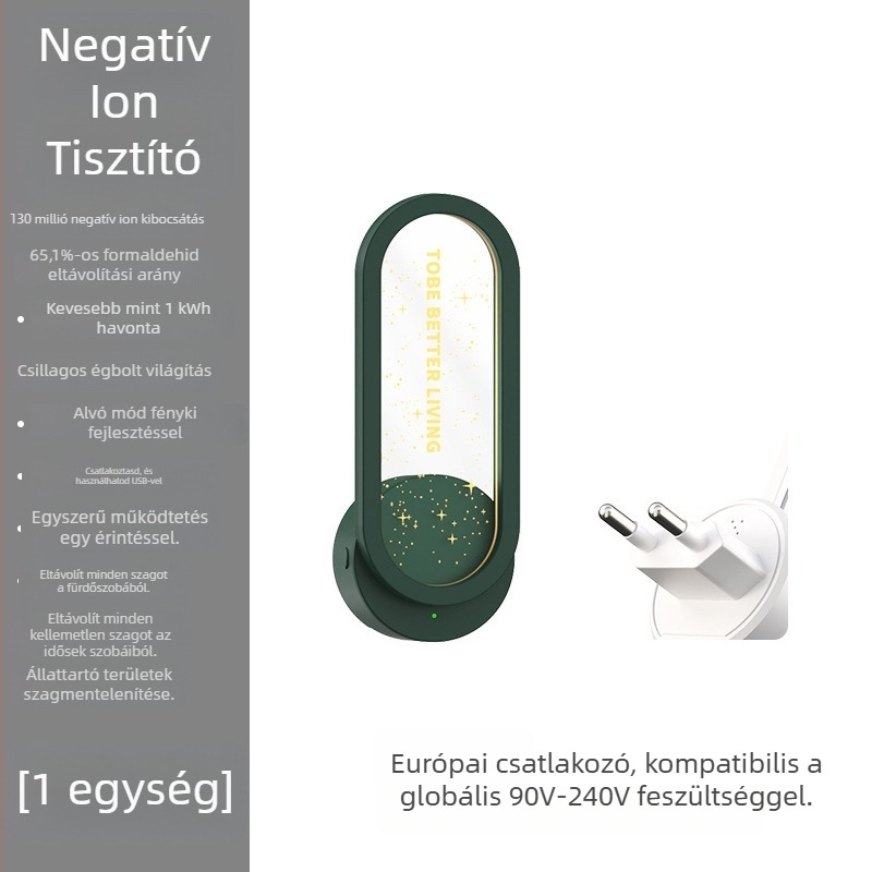 Fürdőszobai légtisztító negatív ionokkal, szagtalanítás és formaldehid eltávolítás, csendes üzemmód és csillagos hangulatvilágítás