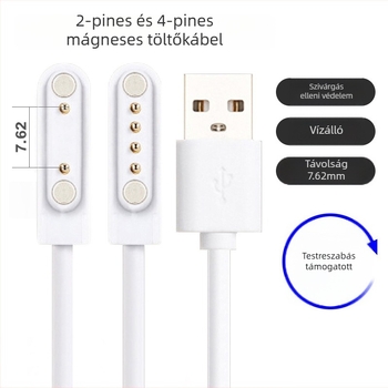 Okosóra mágneses töltőkábel, USB, 4 tű, 7,62 mm, adatvonal