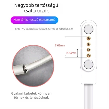 Okosóra mágneses töltőkábel, USB, 4 tű, 7,62 mm, adatvonal