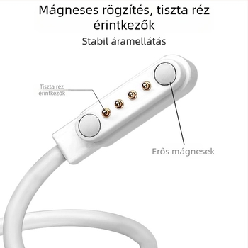 Okosóra mágneses töltőkábel, USB, 4 tű, 7,62 mm, adatvonal
