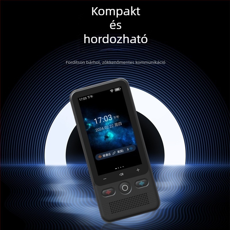 Hordozható intelligens beszédfordító Android OS-sel, Bluetooth, 10 m vezeték nélküli hatótávolság, 1500 mAh akkumulátor, érintőképernyő + fizikai gombok, Modell T18