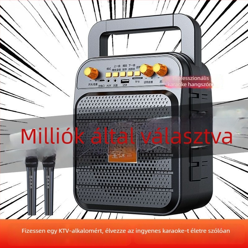 Karaoke Minden‑egyben hangszóró beépített akkumulátorral, vezeték nélküli töltés, IPX4 vízálló, 40Hz–20kHz, SNR ≥100dB