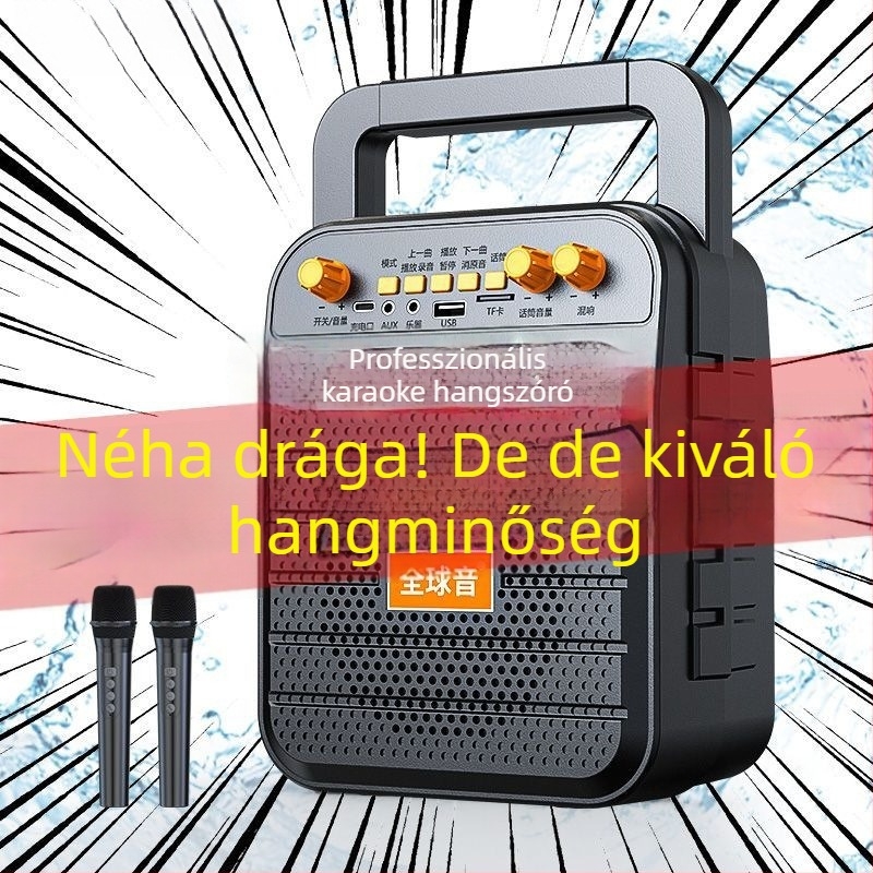 Karaoke Minden‑egyben hangszóró beépített akkumulátorral, vezeték nélküli töltés, IPX4 vízálló, 40Hz–20kHz, SNR ≥100dB