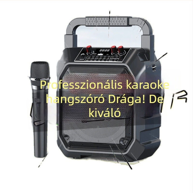 Karaoke Minden‑egyben hangszóró beépített akkumulátorral, vezeték nélküli töltés, IPX4 vízálló, 40Hz–20kHz, SNR ≥100dB