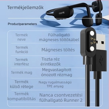 Nank Runner2 csontvezetéses fejhallgató töltőkábel