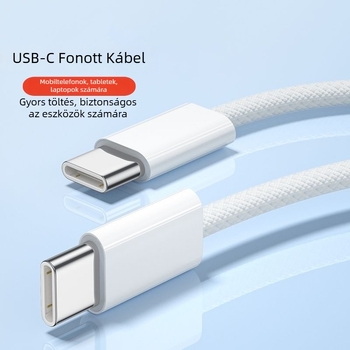 Apple-kompatibilis USB-C kötött töltőkábel iPhone 15/16-höz, gyors töltés, 60W, 3C-hitelesített