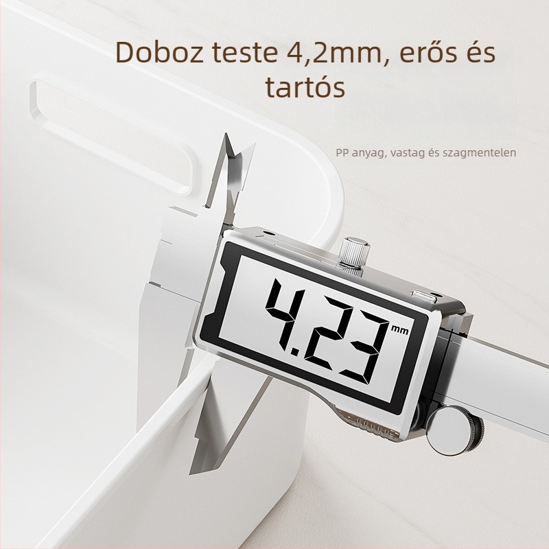 Irodai tároló doboz fiókokkal, 20–30 L kapacitású, PP műanyag, porálló, kézben vihető