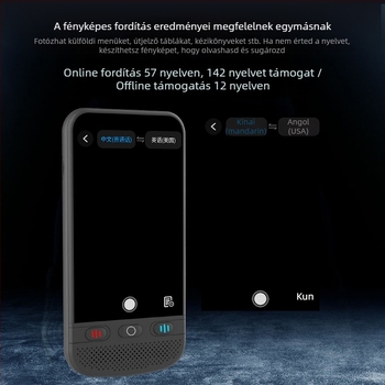 Valós idejű párbeszédfordító többnyelvű szinkronos fordítással, F6 Chinese Version modell, ABS tokház, újratölthető Li-ion akkumulátor, 8W hangszóró, hang ismétlése támogatott