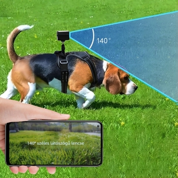 4G-es háziállat-kamera nyakpánttal – 2MP, éjszakai látás, 10 m hatótávolság, microSD-ig 128 GB, Android és iOS-kompatibilis