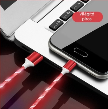 Fémes fénycsóvás adatkábel USB-C-hez iPhone-hoz és Androidhoz, szilikonból, 1 m hosszú, 2,4 A gyors töltés, intelligens automatikus kikapcsolás, kék