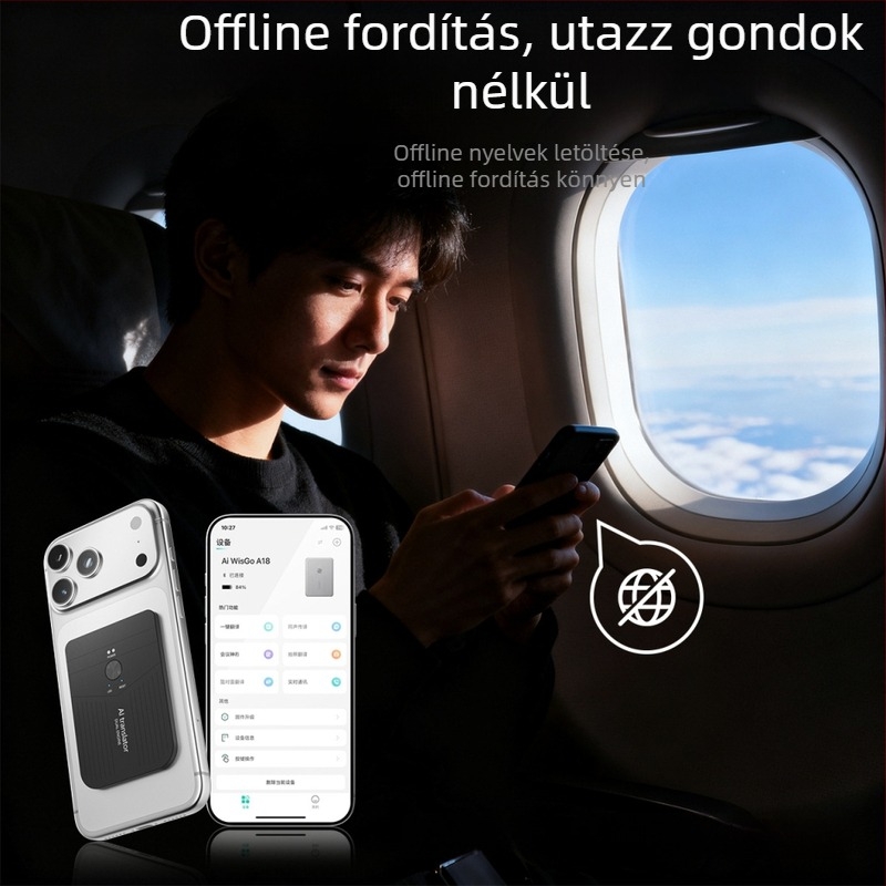 Mobil fordító, offline valós idejű fordítás és szimultán tolmácsolás, Bluetooth-kapcsolatú alkalmazás, PC+alumínium ötvözet burkolat