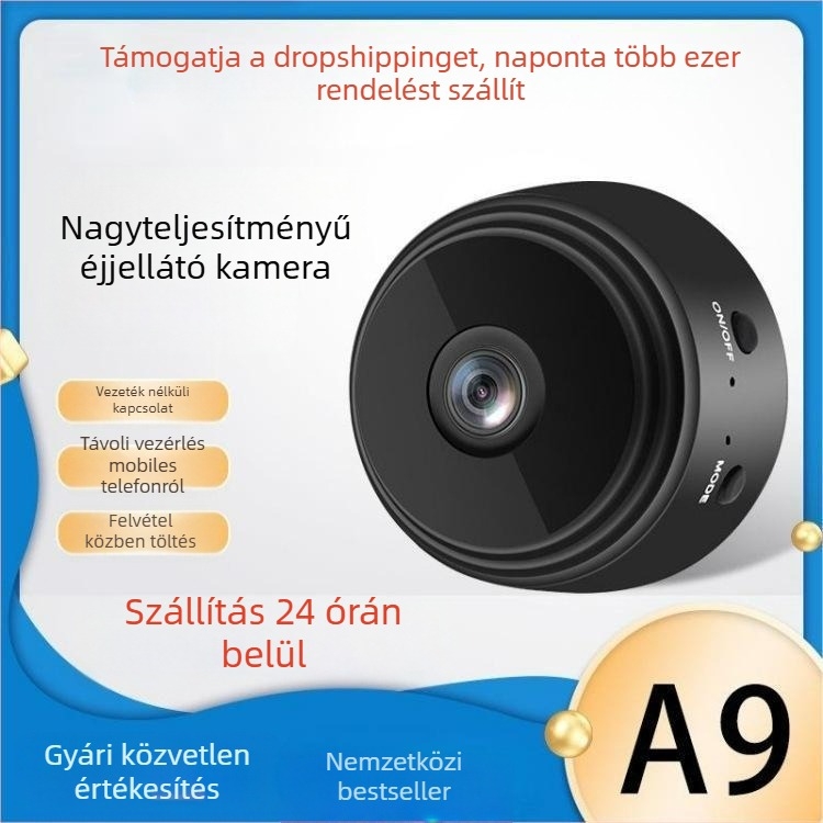A9 HD Wi‑Fi beltéri megfigyelő kamera éjjellátással, 1080p, 3.6 mm objektív, távoli megtekintés