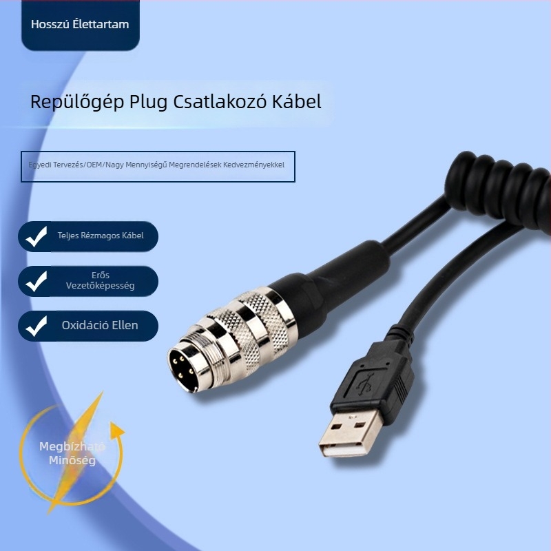 Longtaki légi csatlakozó kábel univerzális eszközökhöz | rugós fém csatlakozó | autorizált magánmárka
